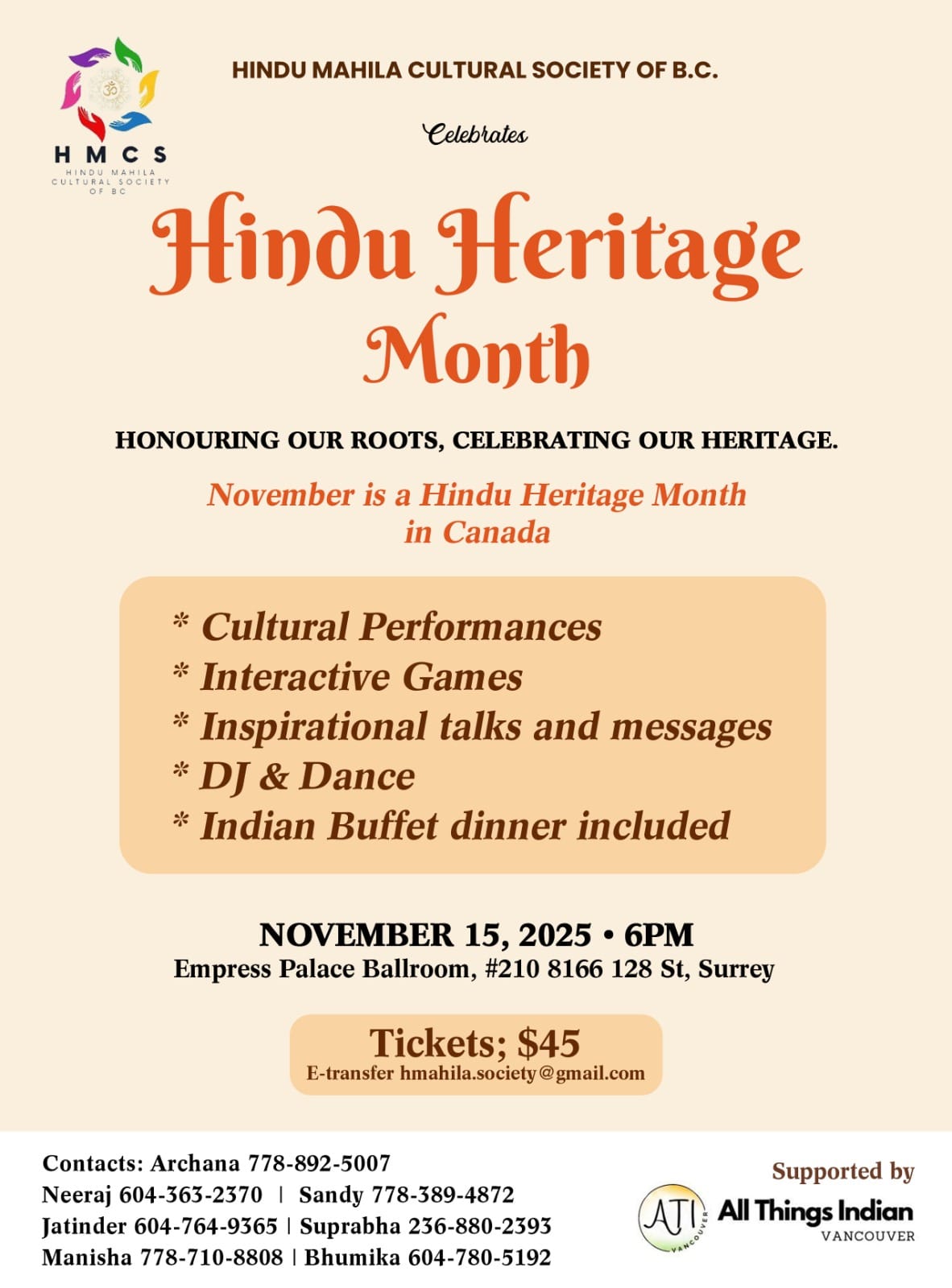 Vancouver Hindu Heritage Month 2025 Celebrations