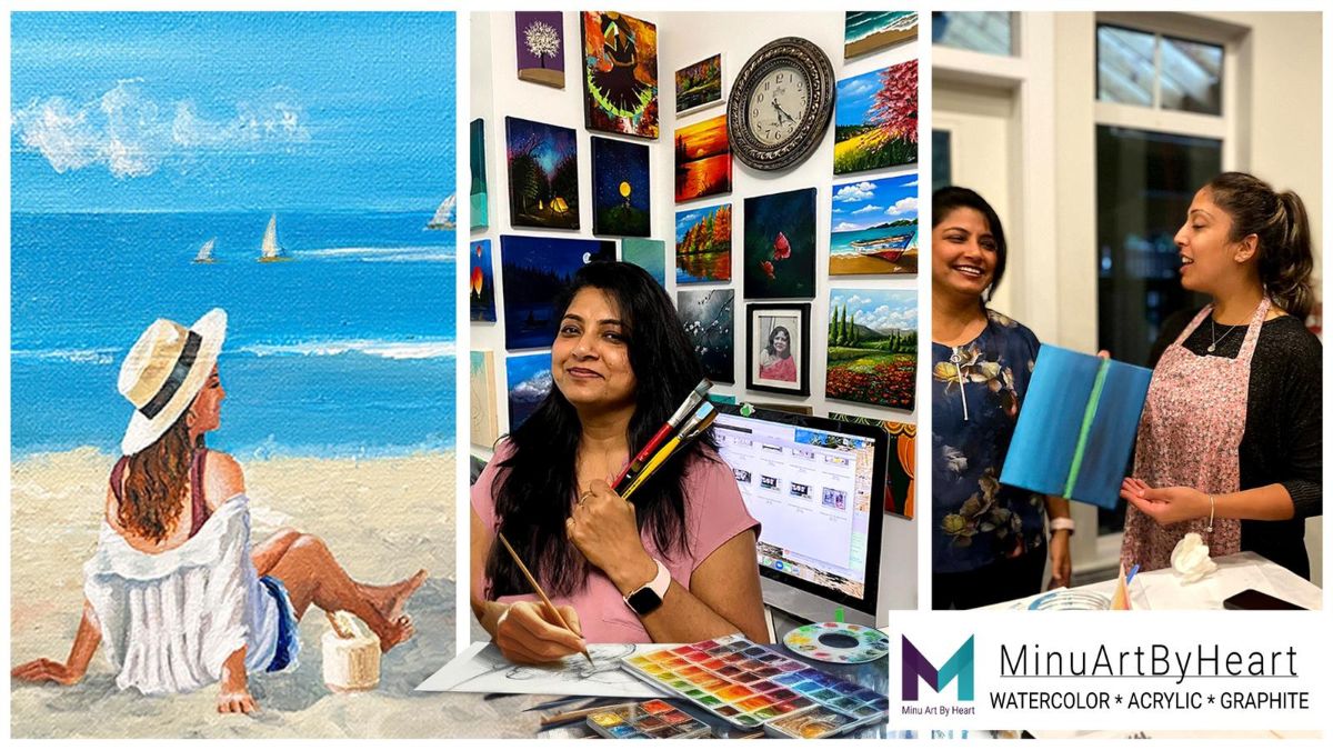 Acrylic Painting Workshop in Port Coquitlam inspired by the Blissful Beach by MinuArtByHeart